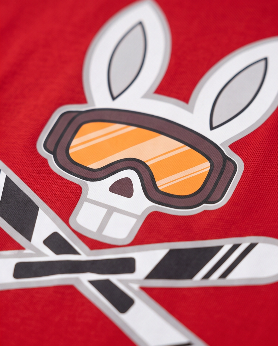 Psycho Bunny Camiseta Alpine Ski Bunny Roja Hombre - Manga Corta Algodón