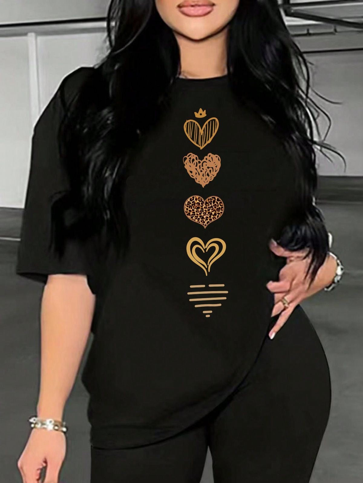 CAMISETA LARGA MUJER - CORAZONES