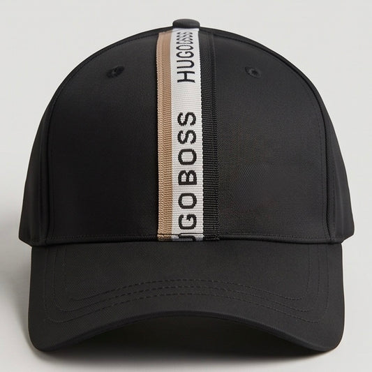 Gorra Hugo Boss Stripe Signature Negra Bordado Dorado