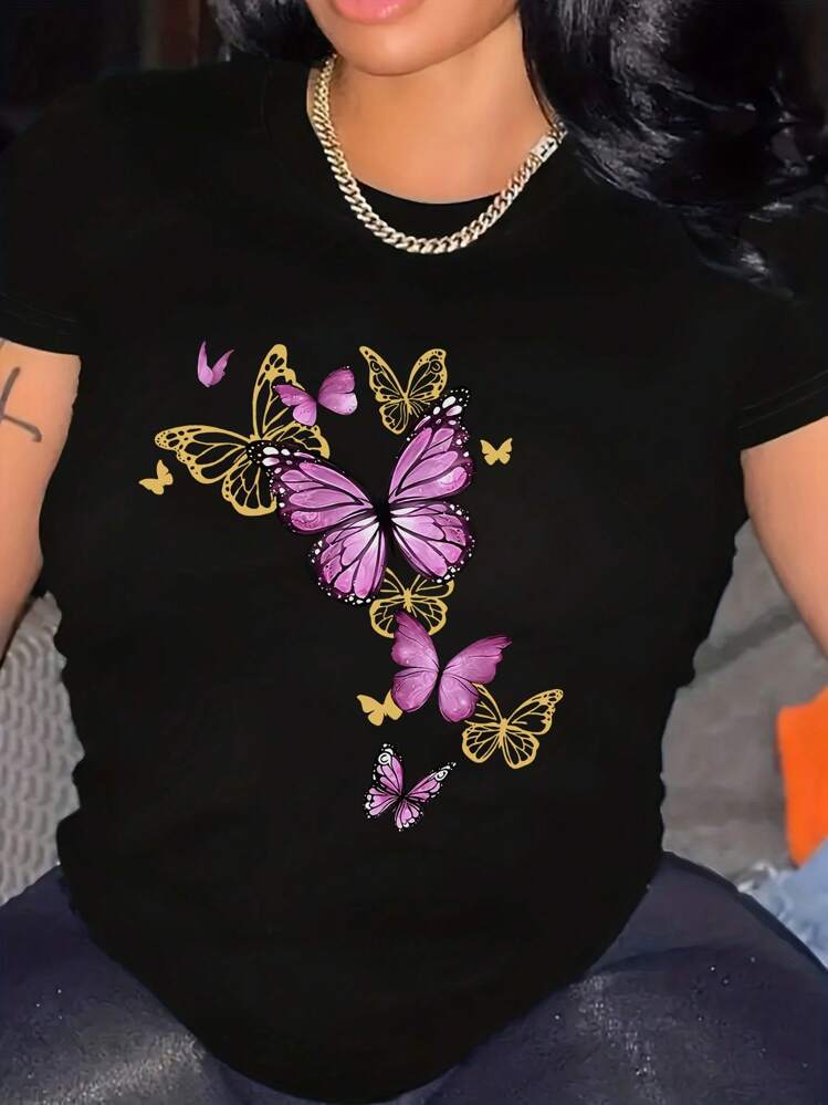 CAMISETA LARGA MUJER - MARIPOSAS