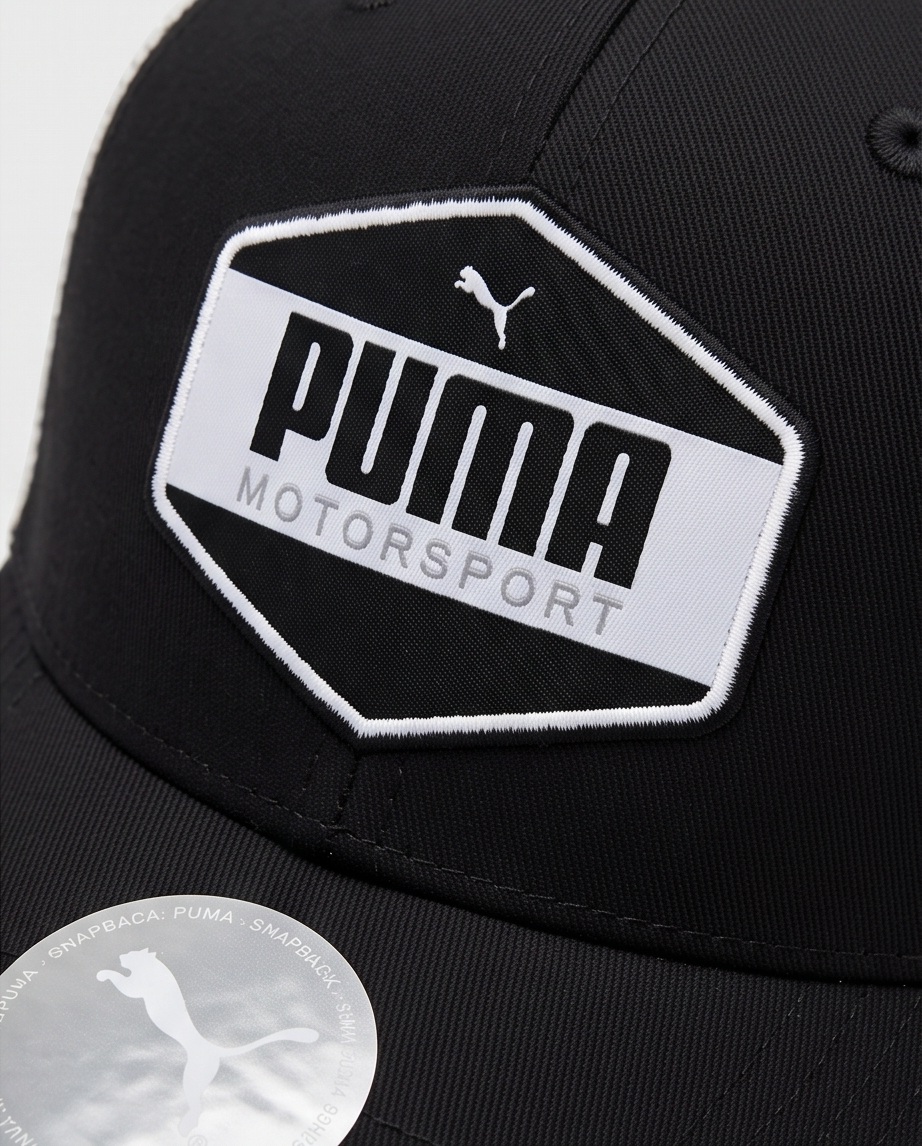 Gorra Puma Motorsport Negra con Malla Blanca Marfil