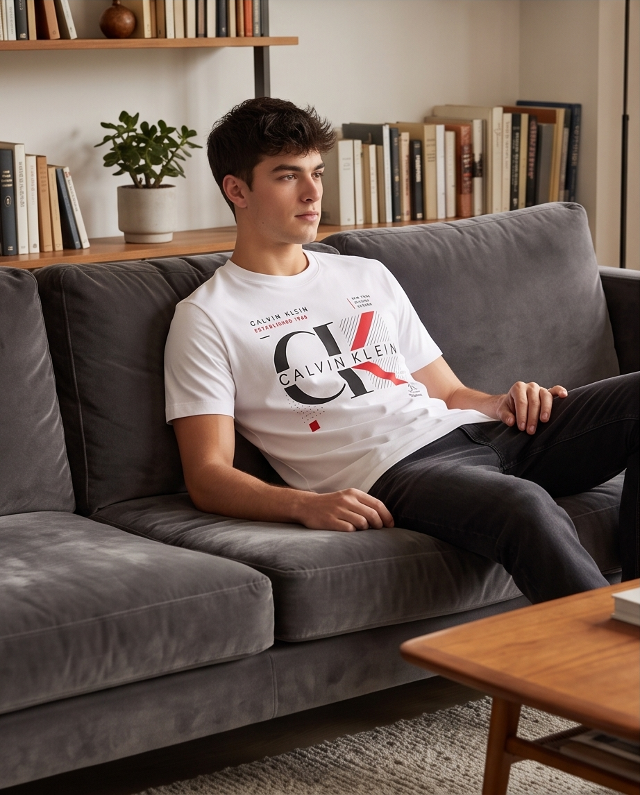 Camiseta Calvin Klein CK Established 1968 Grid - Blanco