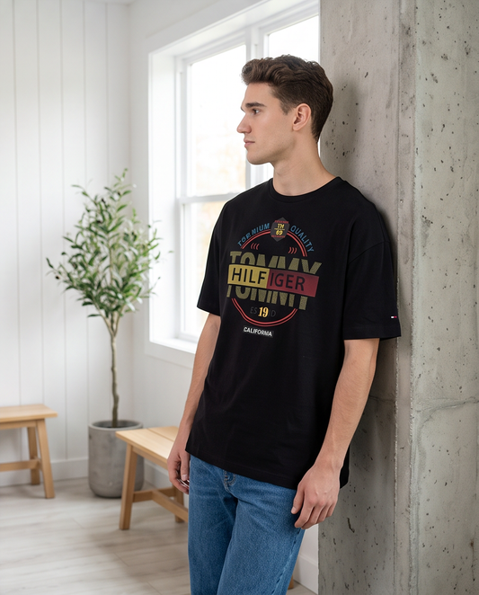 Camiseta Tommy Hilfiger California TH89 Premium Quality Negro Hombre - Manga Corta Oversize