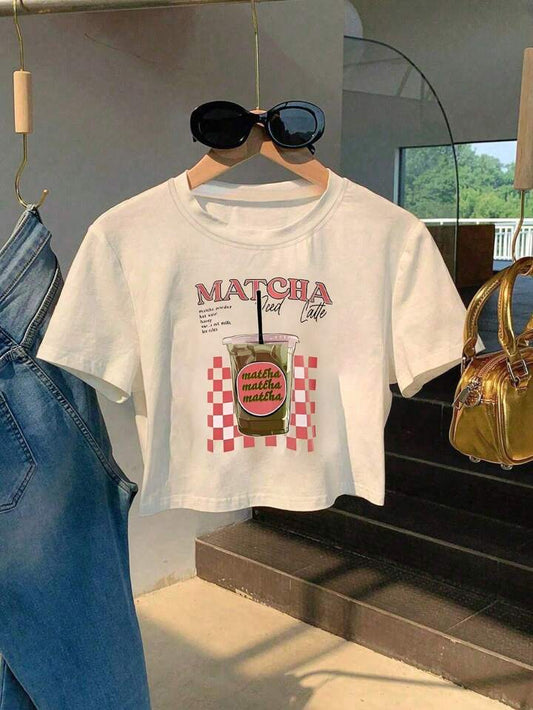 CAMISETA CORTA MUJER -
 MATCHA