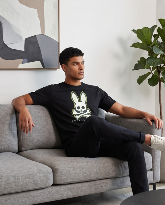 Camiseta Hombre Psycho Bunny Contorno Negro Regular Fit
