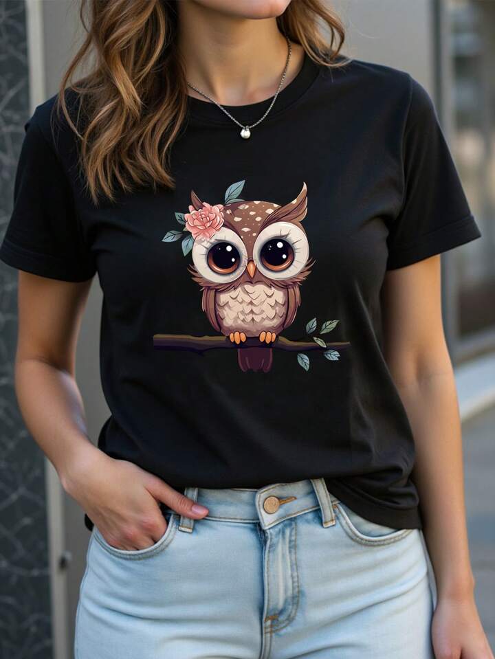 CAMISETA LARGA MUJER - LECHUZA
