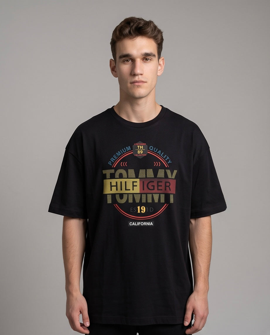 Camiseta Tommy Hilfiger California TH89 Premium Quality Negro Hombre - Manga Corta Oversize