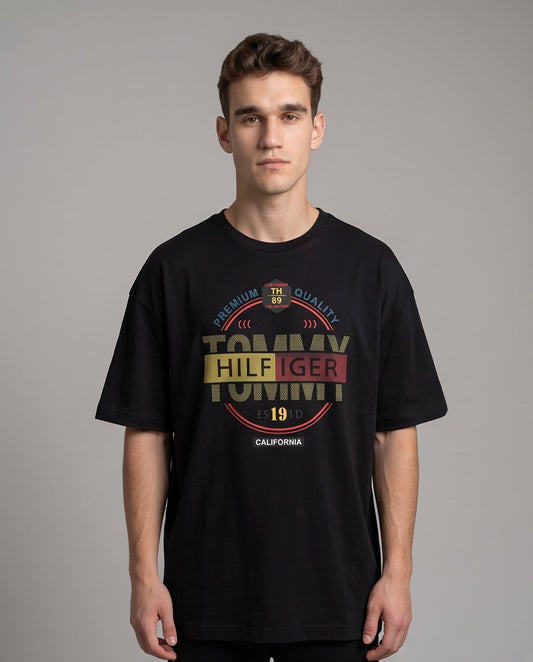 Camiseta Tommy Hilfiger California TH89 Premium Quality Negro Hombre - Manga Corta Oversize