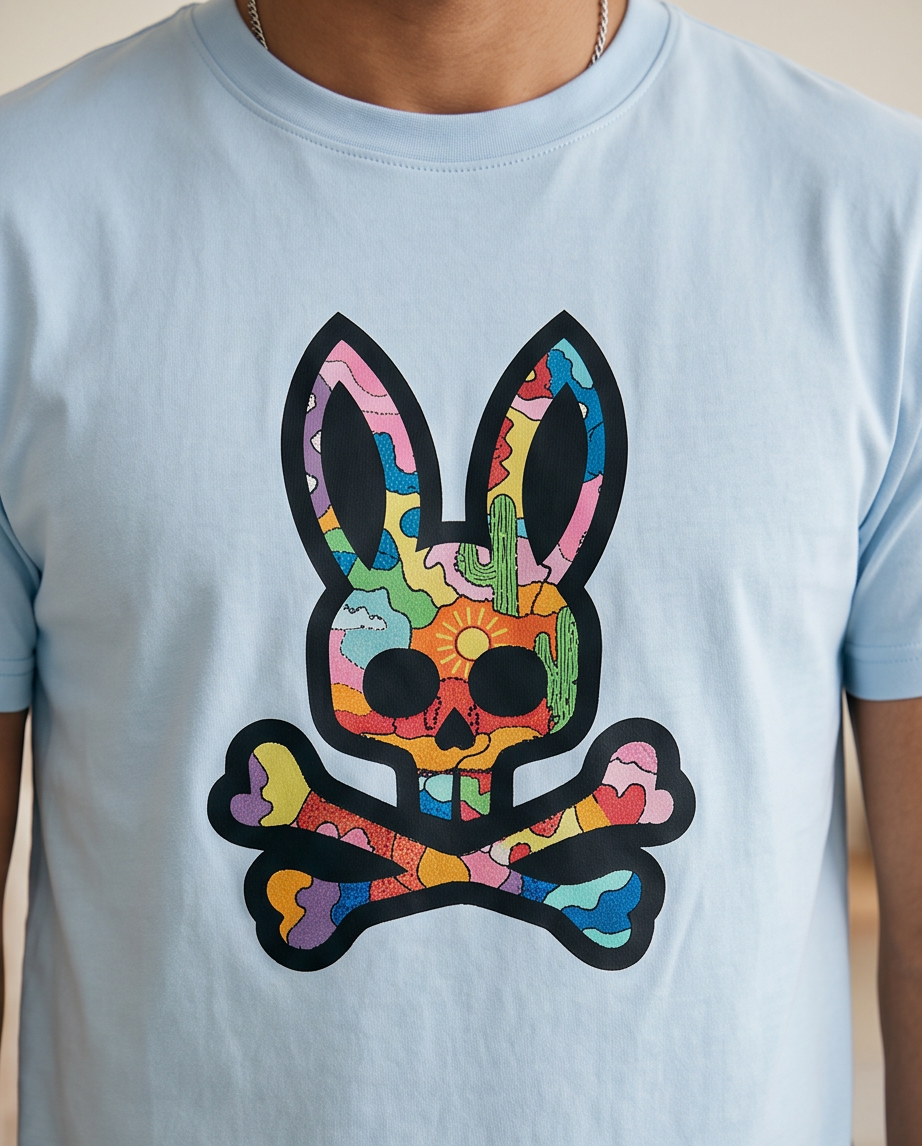 Psycho Bunny Camiseta Graphic Bunny Azul Cielo