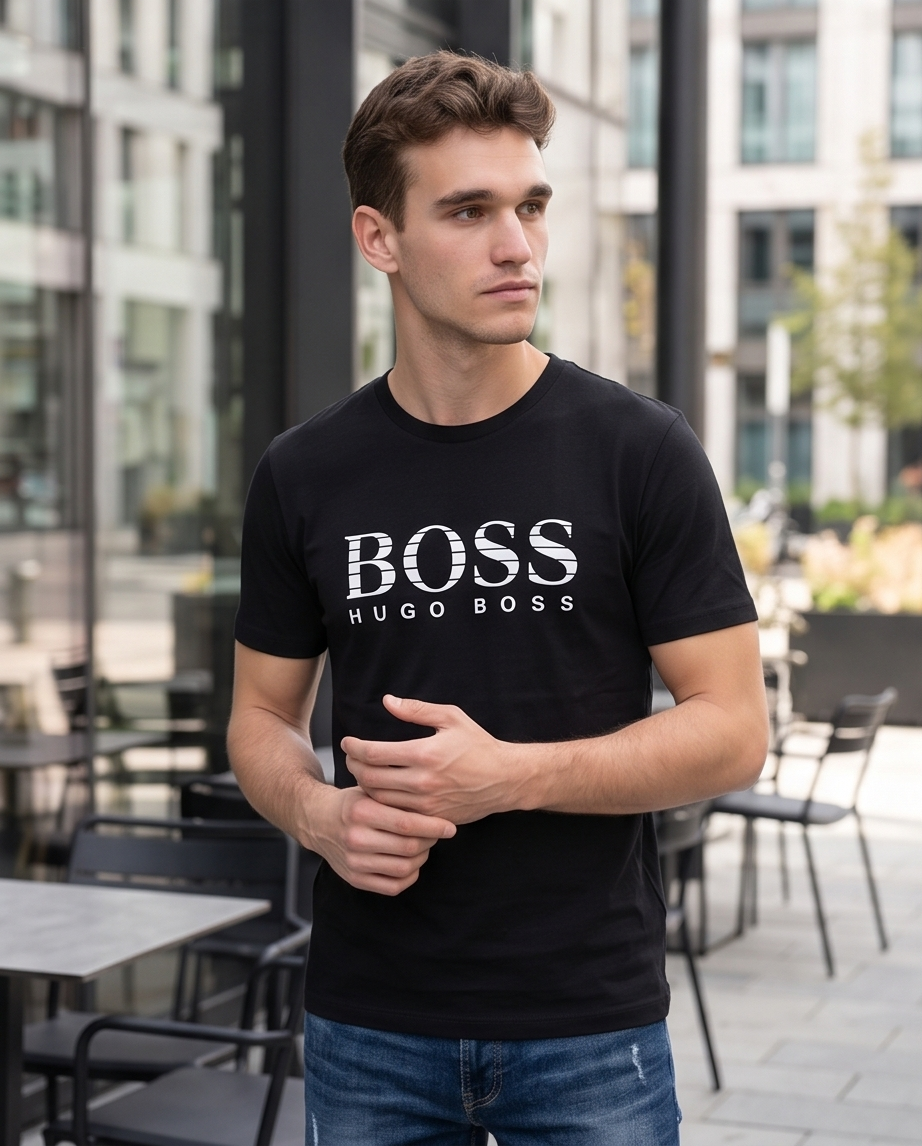 Camiseta Hugo Boss Logo Negro – Regular Fit Hombre