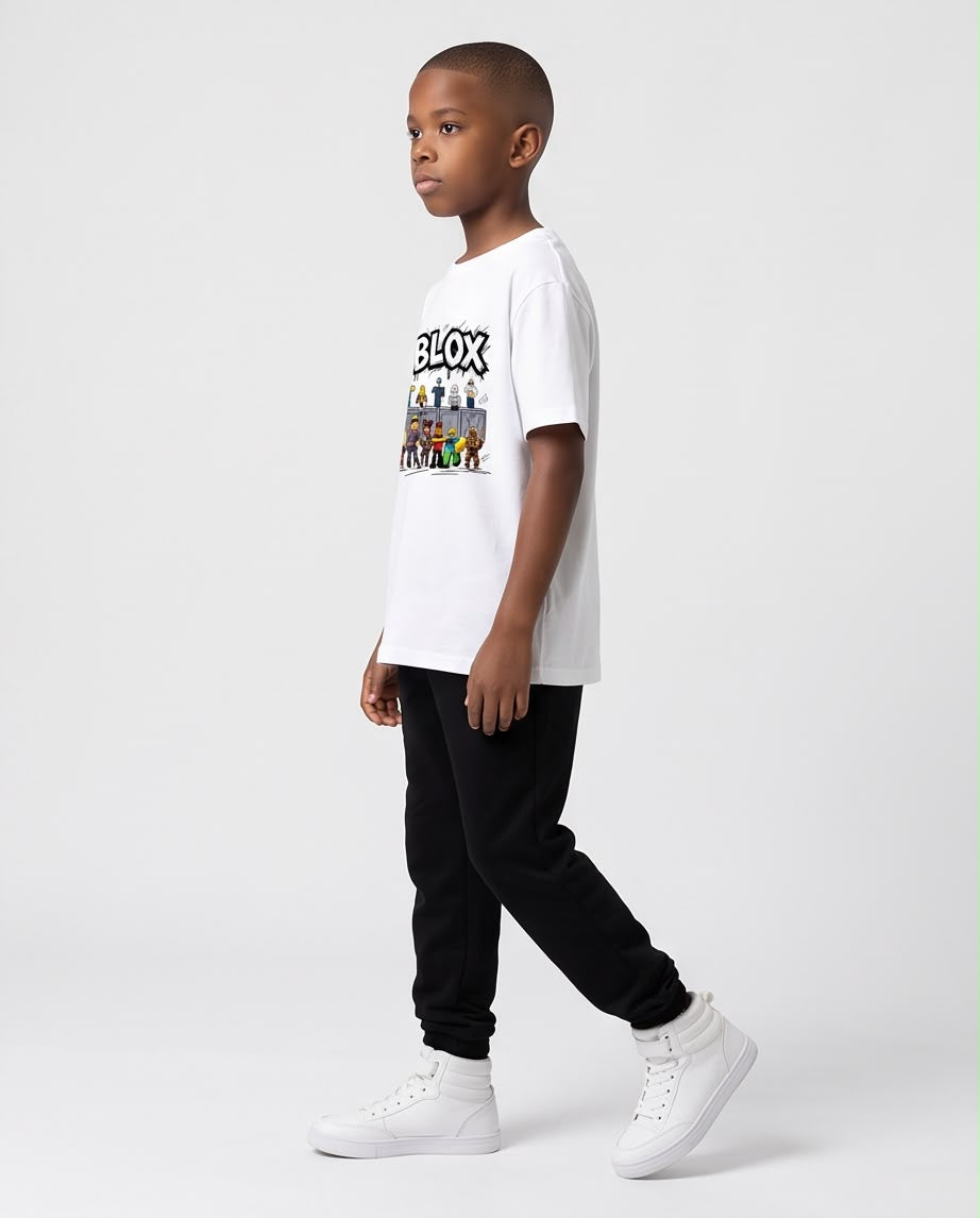 Camiseta Roblox Personajes Graffiti Blanca Niño - Niños Oversize