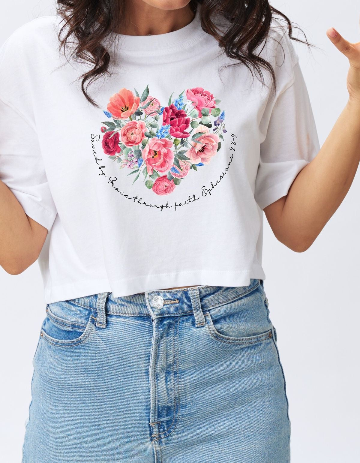 CAMISETA CORTA MUJER - FLORES