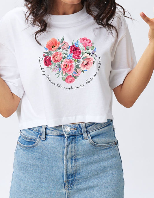CAMISETA CORTA MUJER - FLORES