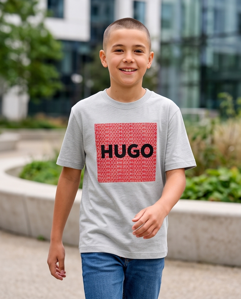 Camiseta Hugo Boss Red Box Monogram Oversize Niños Verde Seco - Lifestyle exterior