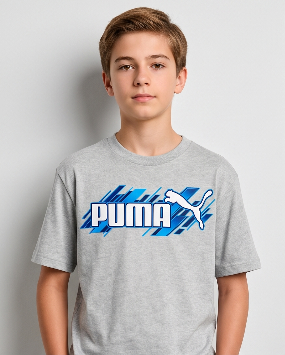 Camiseta Puma Speed Logo Oversize Niños Verde Seco - Vista frontal modelo