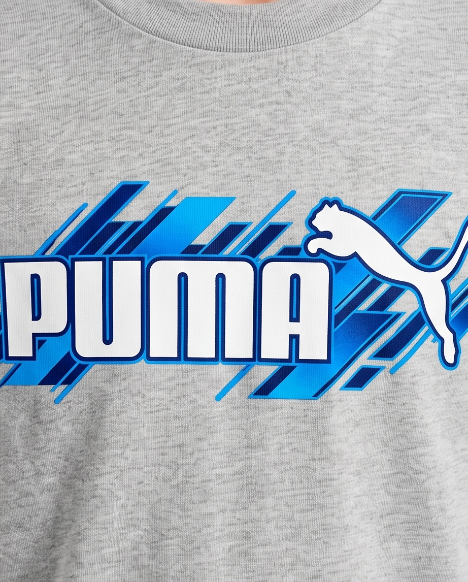 Camiseta Puma Speed Logo Oversize Niños Verde Seco - Detalle estampado