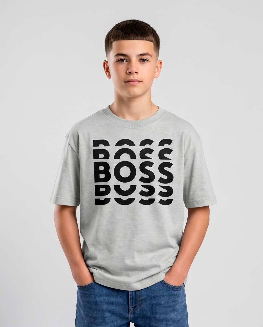 Camiseta Hugo Boss Repeat Logo Oversize Niños Verde Seco - Vista plana percha