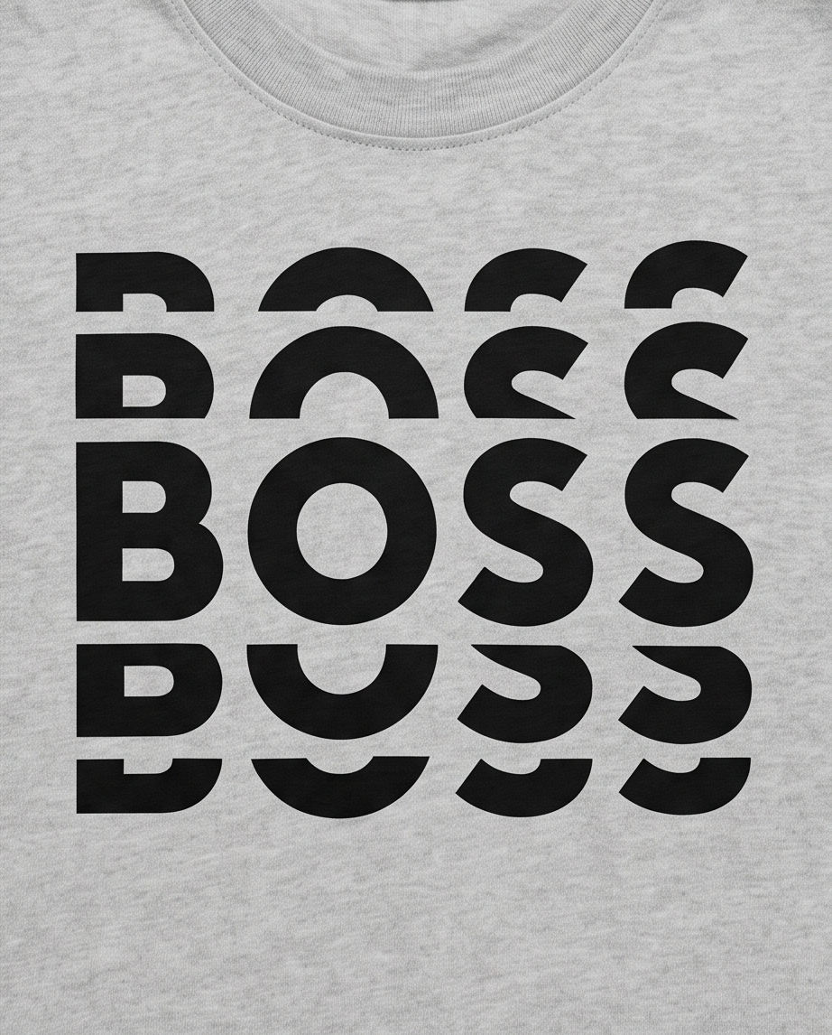 Camiseta Hugo Boss Repeat Logo Oversize Niños Verde Seco - Detalle estampado