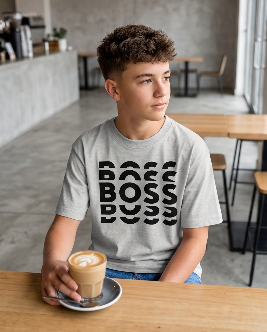 Camiseta Hugo Boss Repeat Logo Oversize Niños Verde Seco - Lifestyle café