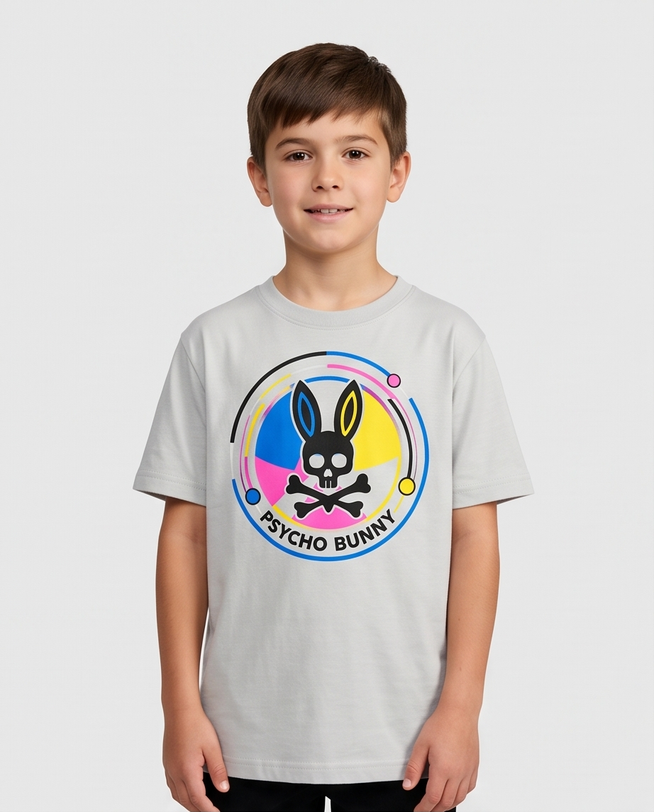 Camiseta Psycho Bunny Circle CMYK Oversize Niños Verde Seco - Vista frontal