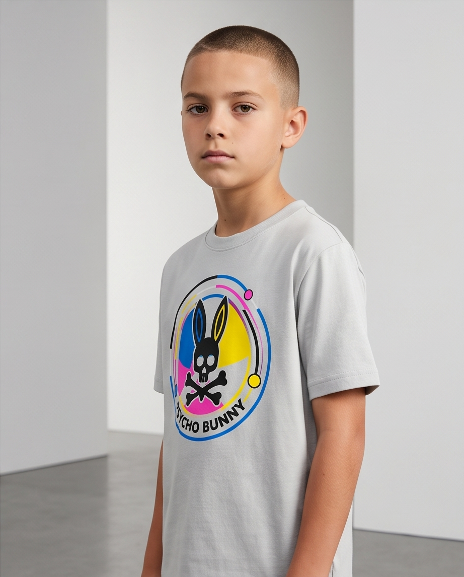 Camiseta Psycho Bunny Circle CMYK Oversize Niños Verde Seco - Vista lateral