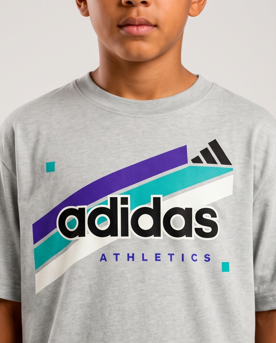 Camiseta Adidas Athletics Retro Oversize Niños Verde Seco - Detalle estampado