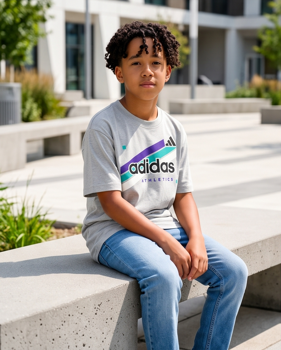 Camiseta Adidas Athletics Retro Oversize Niños Verde Seco - Lifestyle