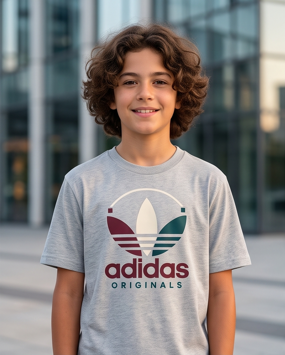 Camiseta Adidas Originals Trefoil Oversize Niños Verde Seco - Vista frontal