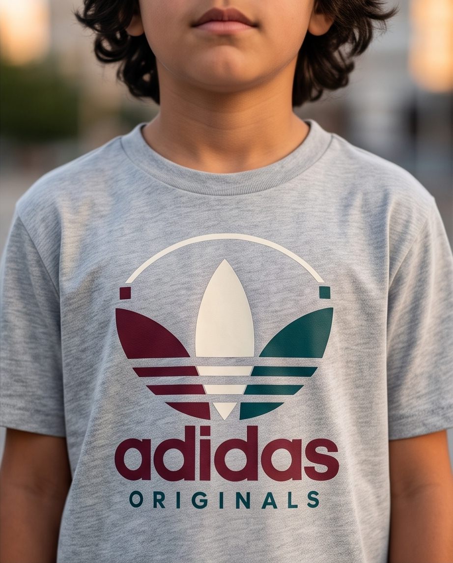 Camiseta Adidas Originals Trefoil Oversize Niños Verde Seco - Detalle estampado