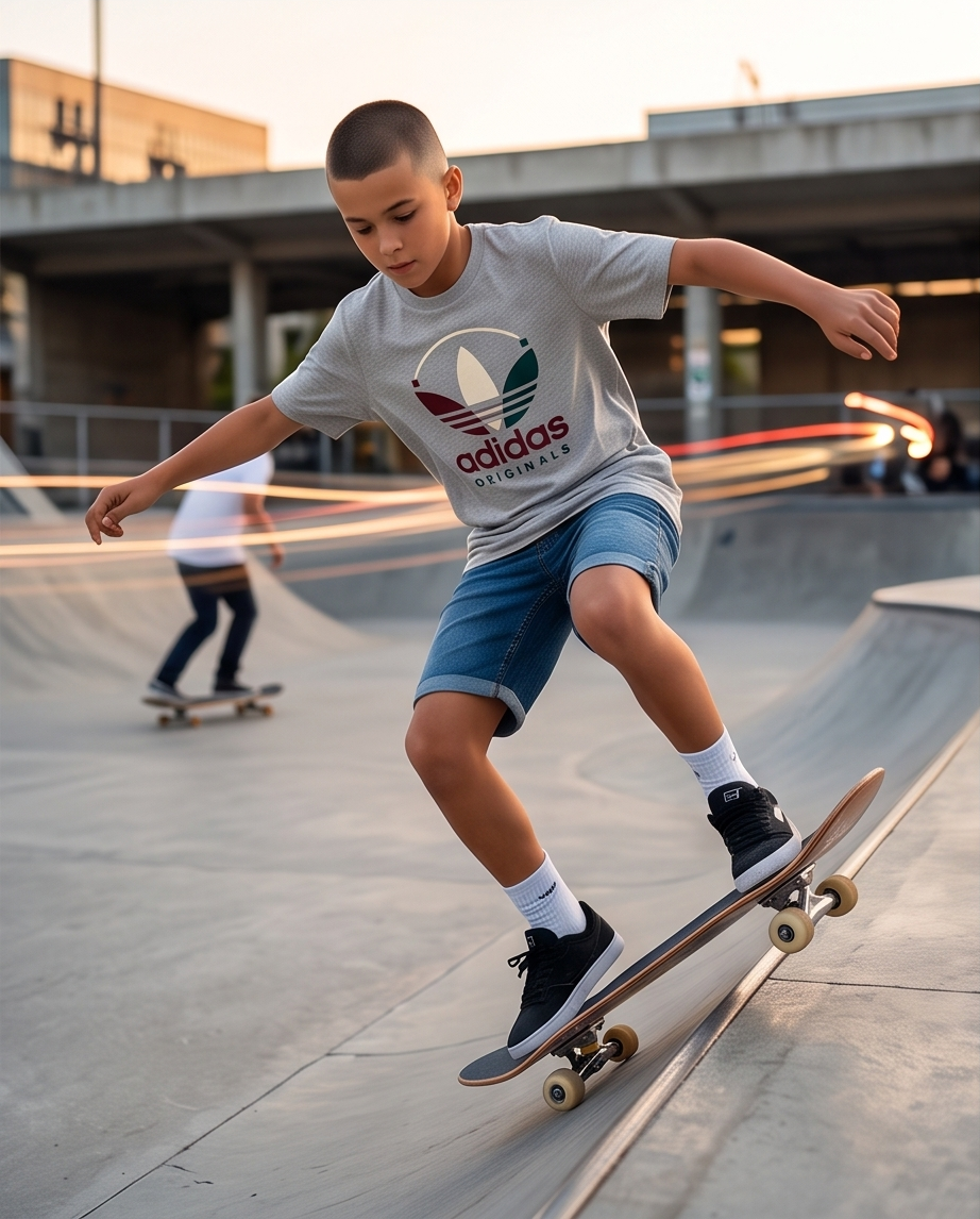 Camiseta Adidas Originals Trefoil Oversize Niños Verde Seco - Skate