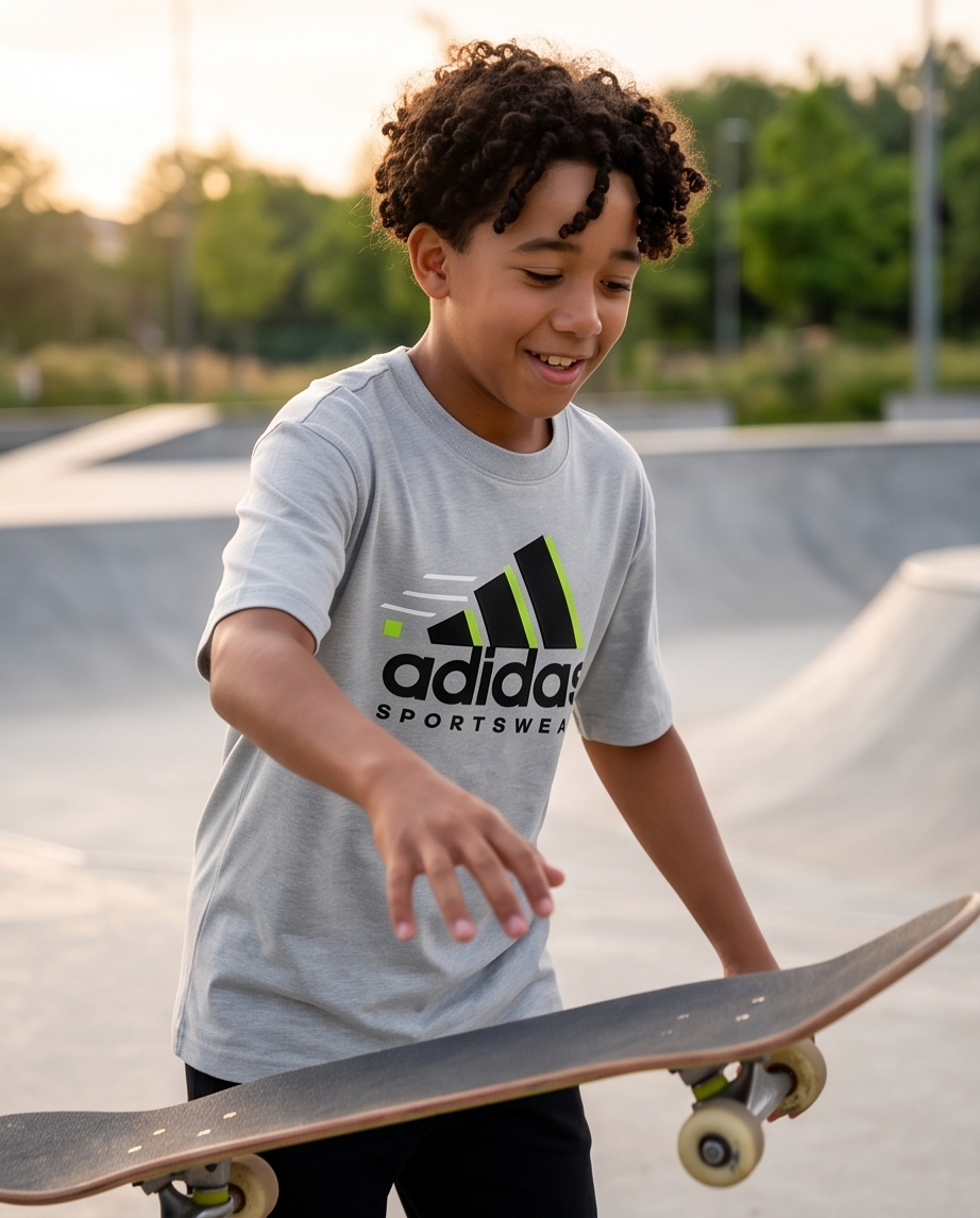 Camiseta Adidas Sportswear Logo Oversize Niños Verde Seco - Lifestyle skate
