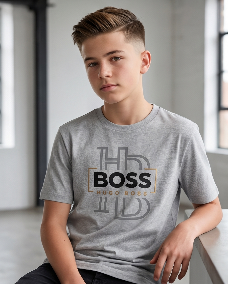 Camiseta Hugo Boss HB Monogram Oversize Niños Verde Seco - Vista frontal