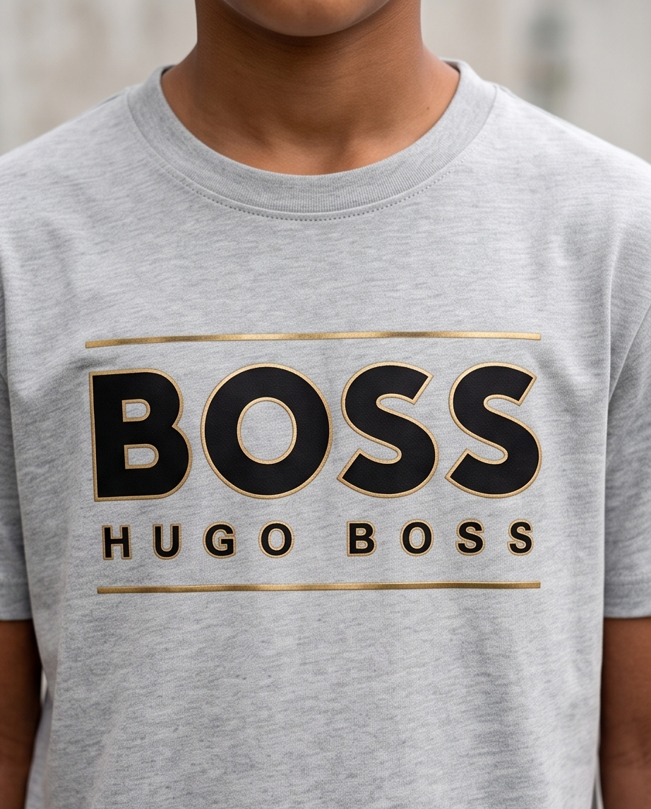 Camiseta Hugo Boss Oversize Niños Verde Seco - Detalle logo