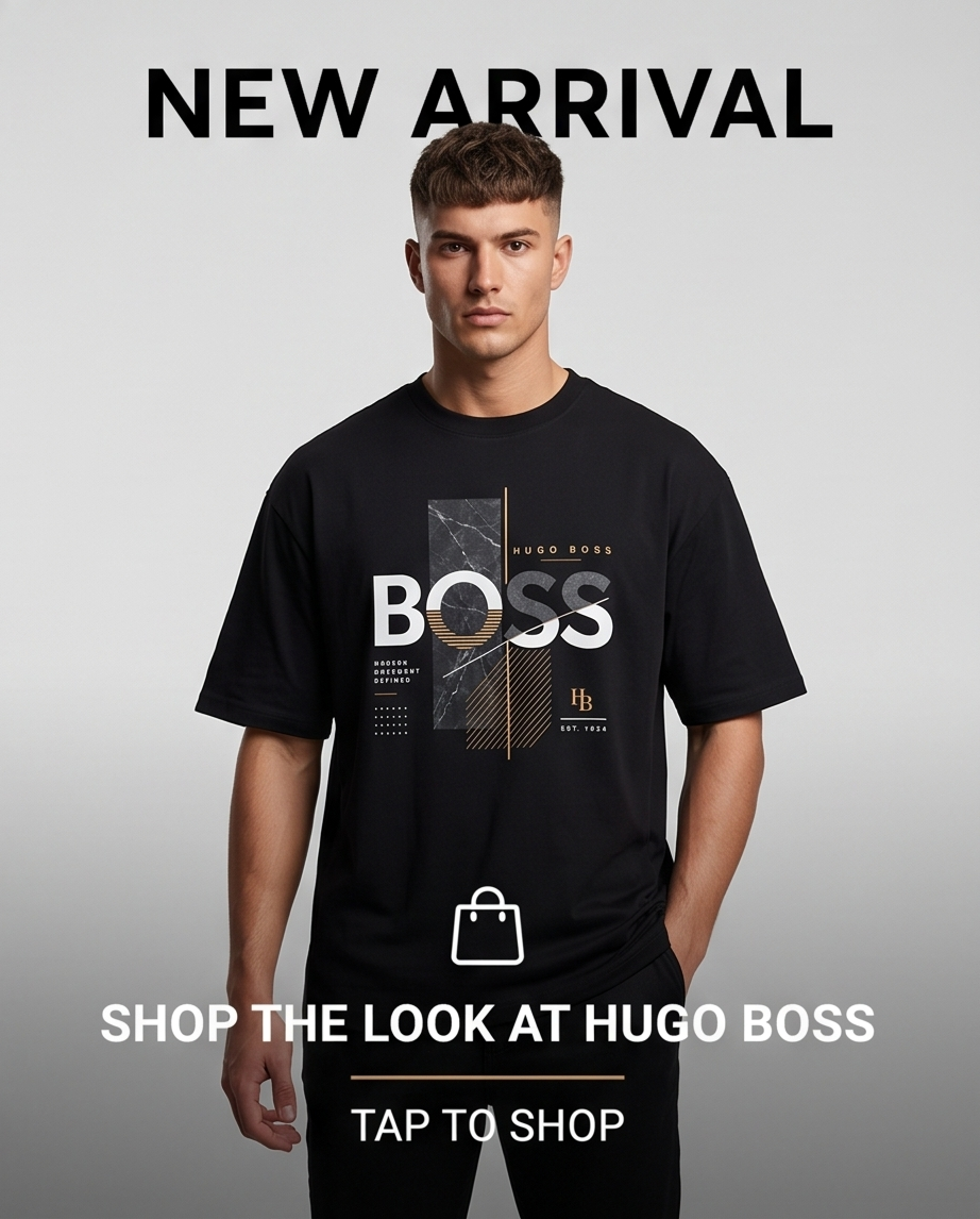 Camiseta Hugo Boss BOSS Modern Movement Defined Marble Gold Negro - Banner New Arrival Shop The Look fondo blanco
