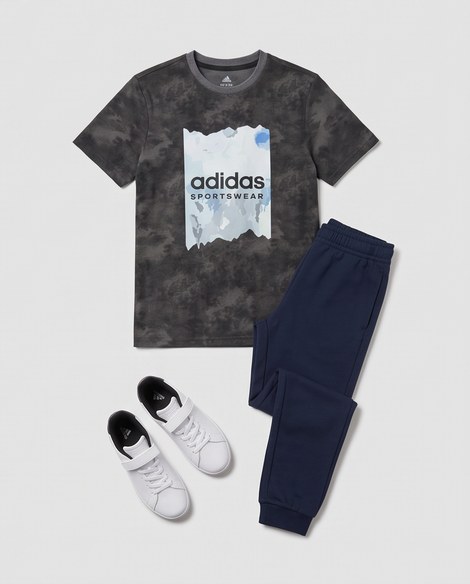 Camiseta Adidas Sportswear - plano con pantalón y tenis