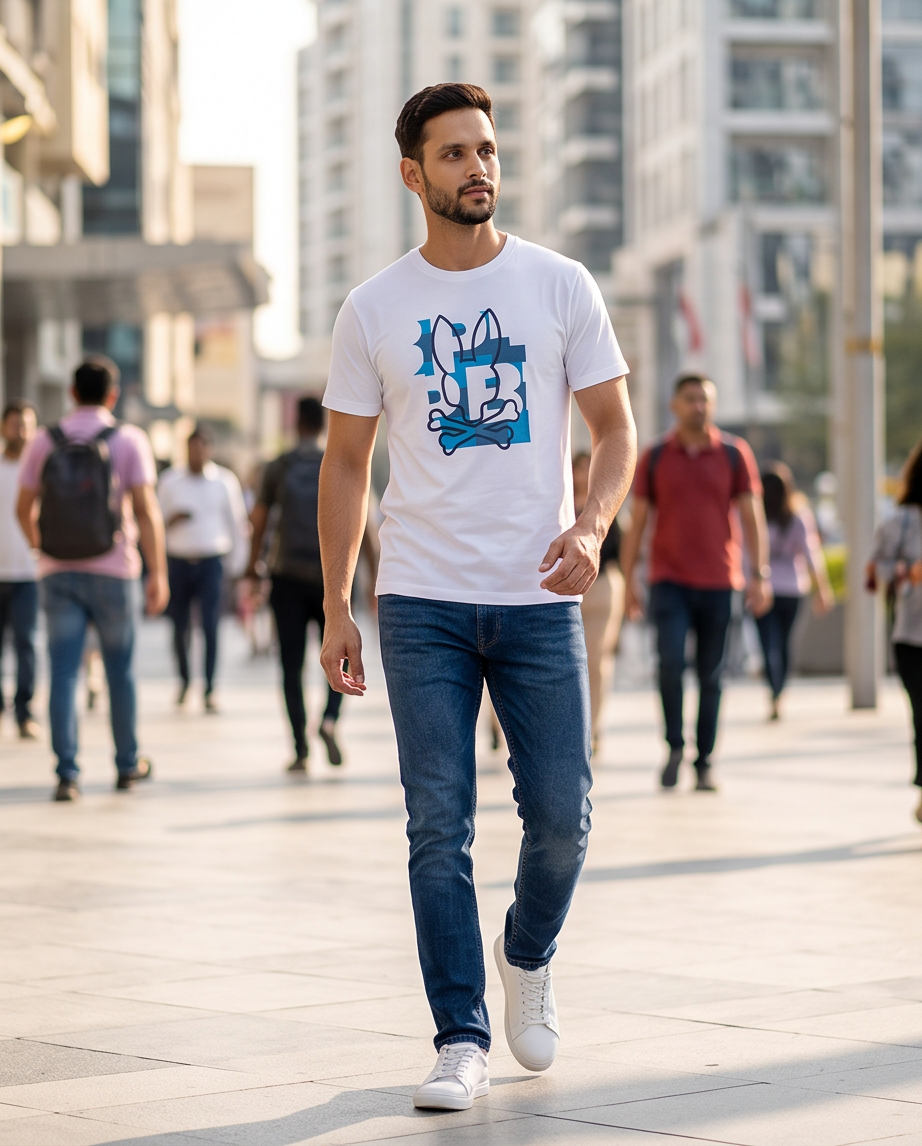 Camiseta Psycho Bunny hombre - caminando ciudad