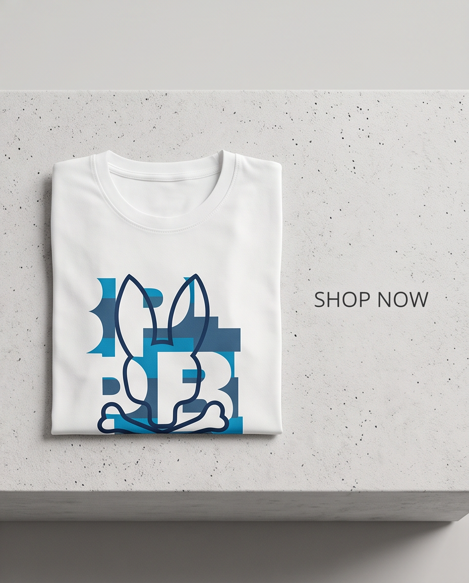 Camiseta Psycho Bunny blanca doblada - vista producto