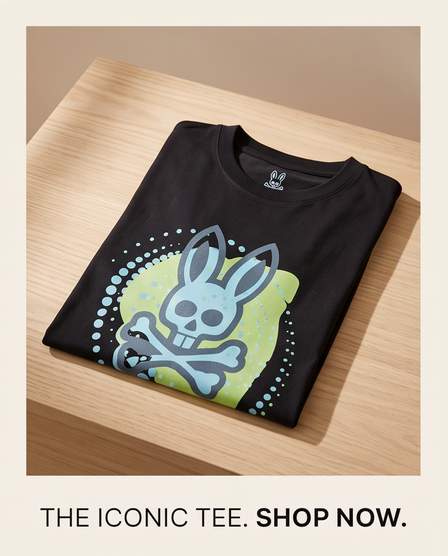 Camiseta Psycho Bunny negra doblada - vista producto