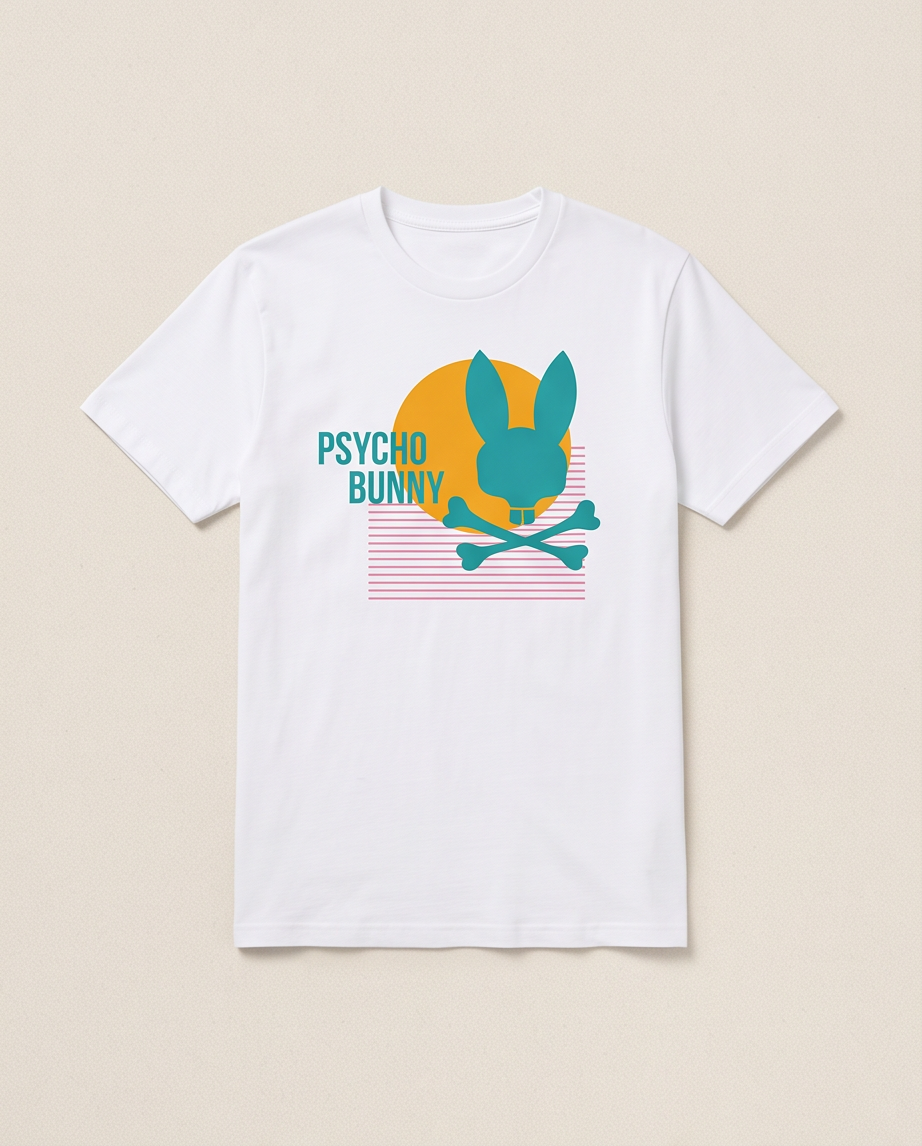 Camiseta Psycho Bunny Sunset Bunny blanca - vista producto plana