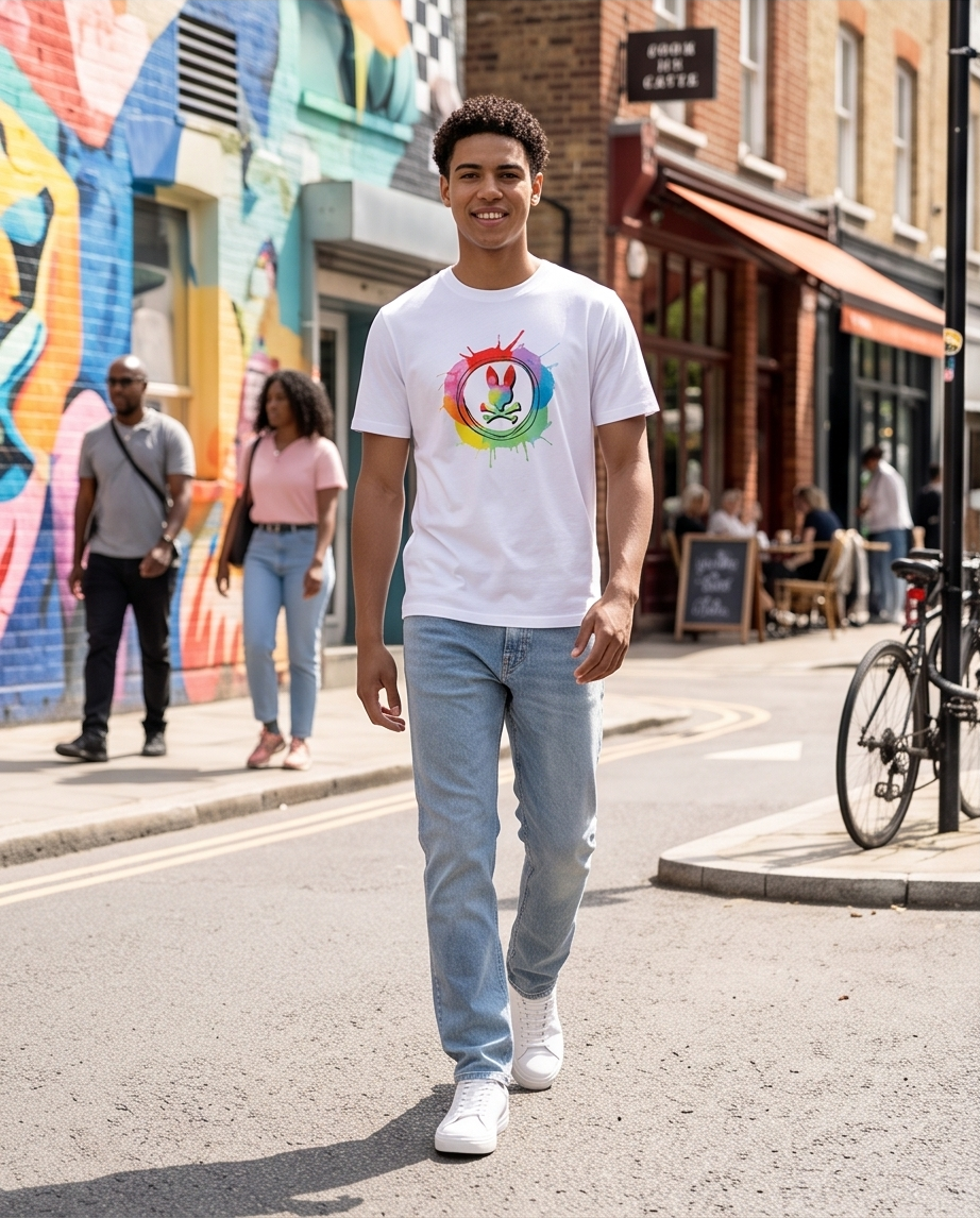 Camiseta Psycho Bunny Rainbow Splash hombre - look urbano calle