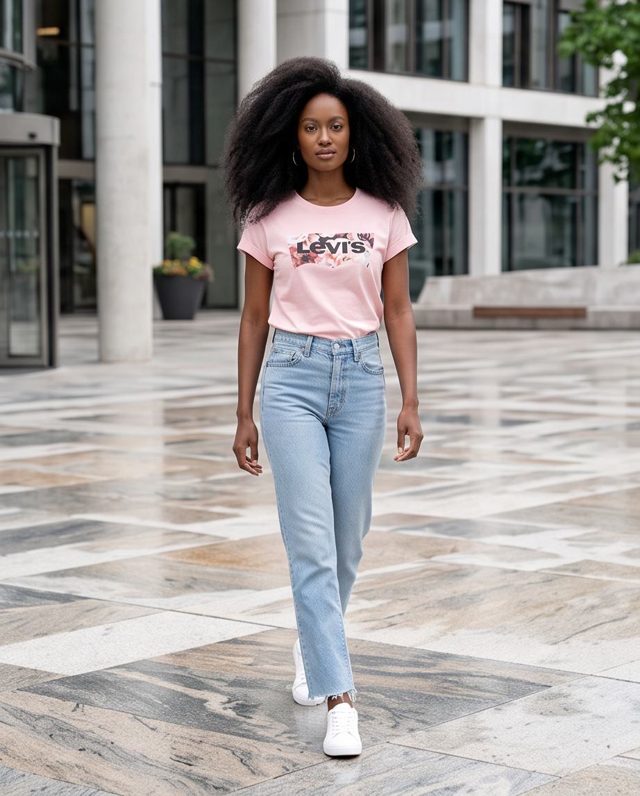 Camiseta Levi's Batwing Floral rosa mujer - look urbano exterior