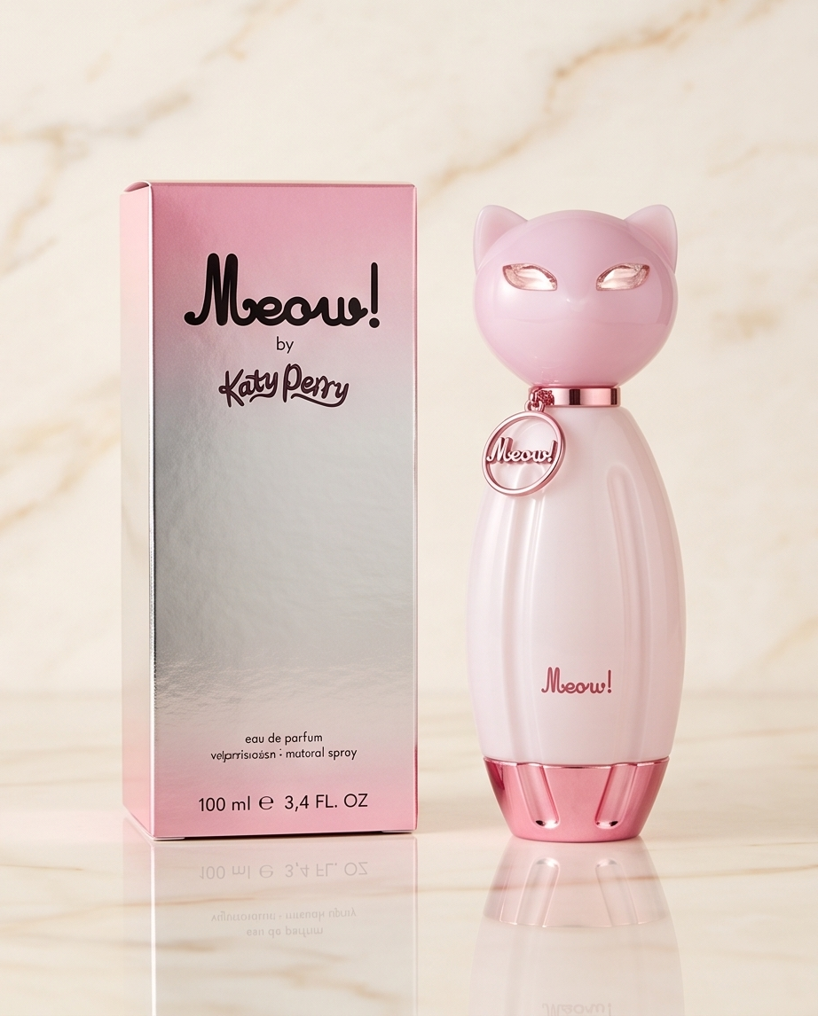 Katy Perry Meow! sobre bandeja con flores