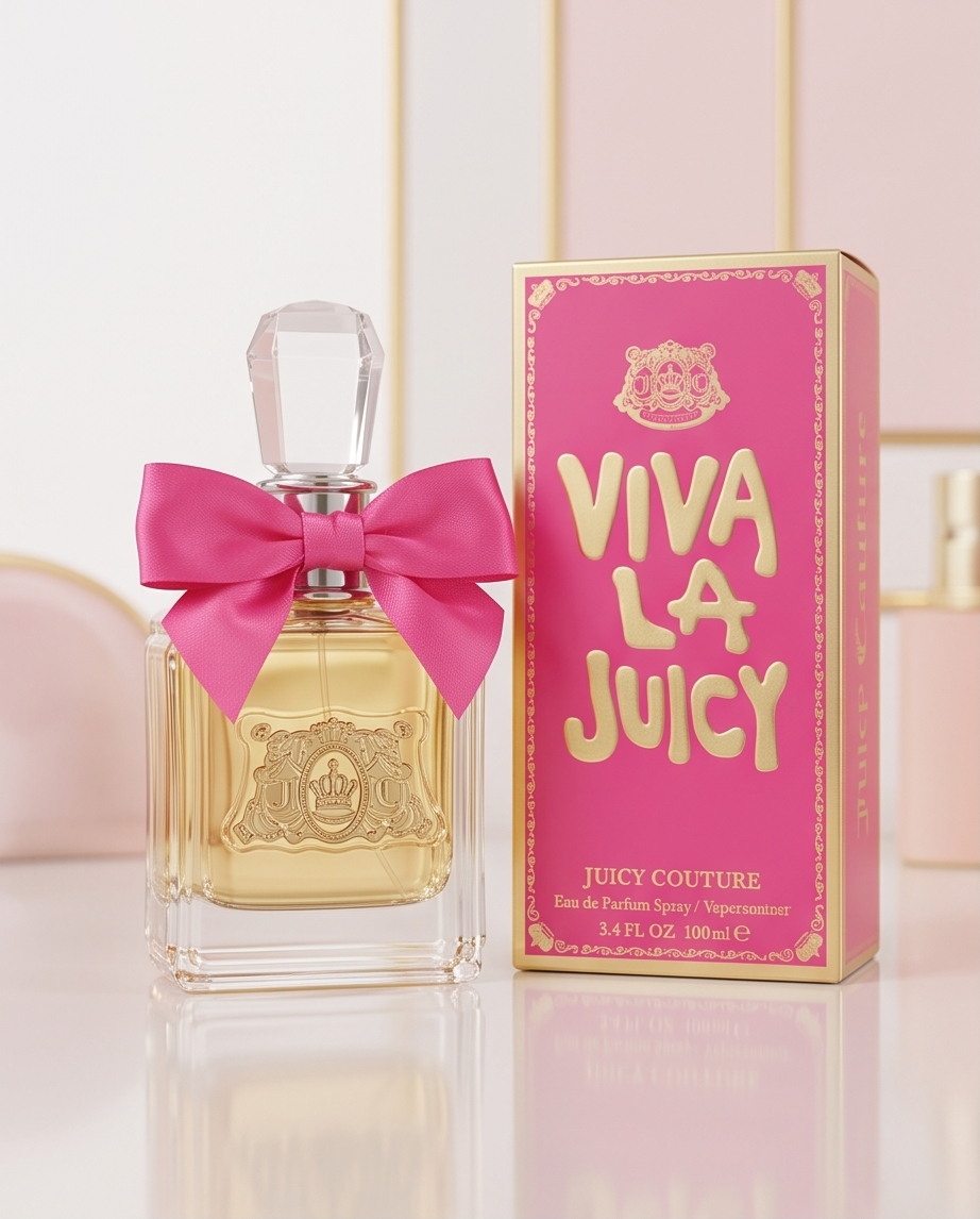 Frasco de Juicy Couture Viva La Juicy con lazo fucsia