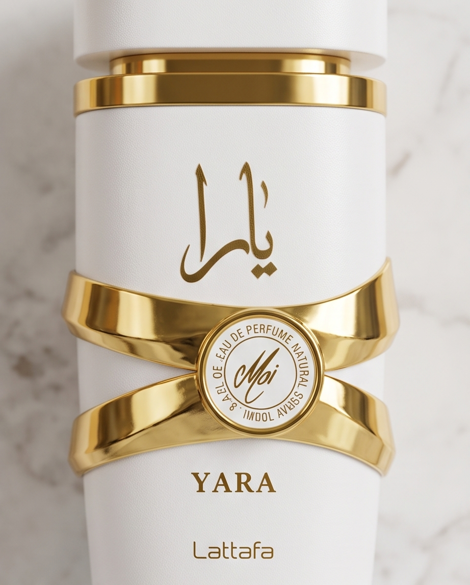 Lattafa Yara Moi EDP - frasco completo sobre mármol