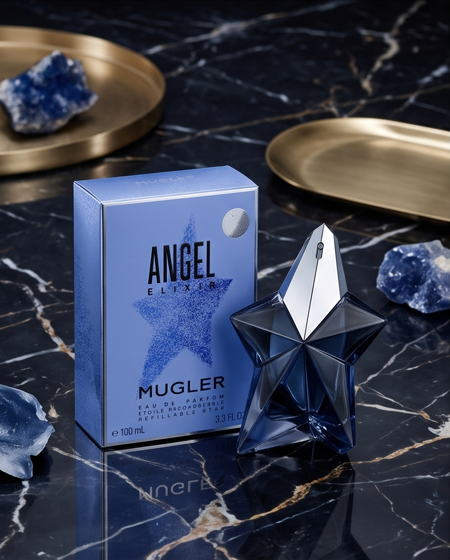 Mugler Angel Elixir EDP - presentación sobre mármol