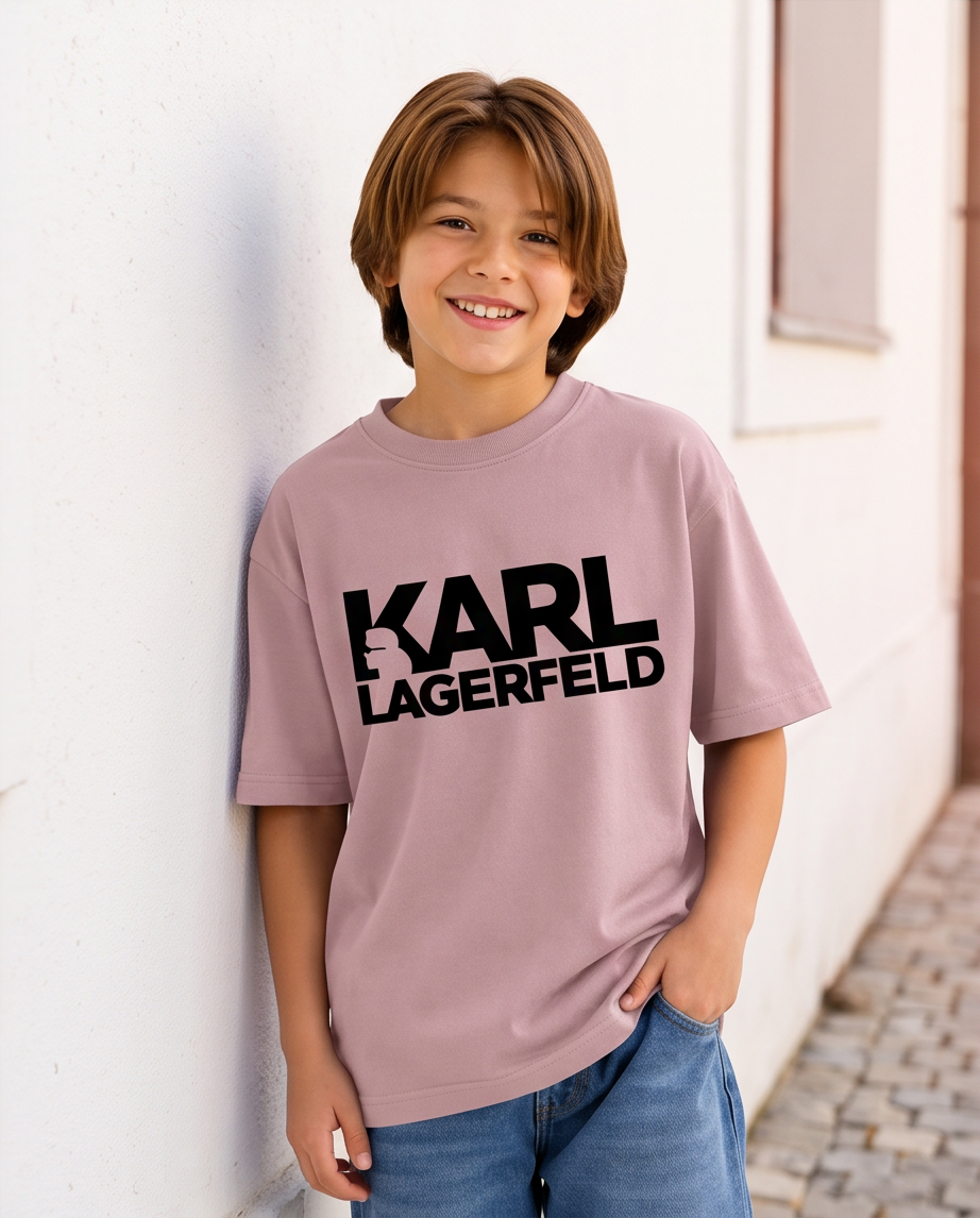 Camiseta Karl Lagerfeld Logo Rosa Palo Niños - modelo frontal