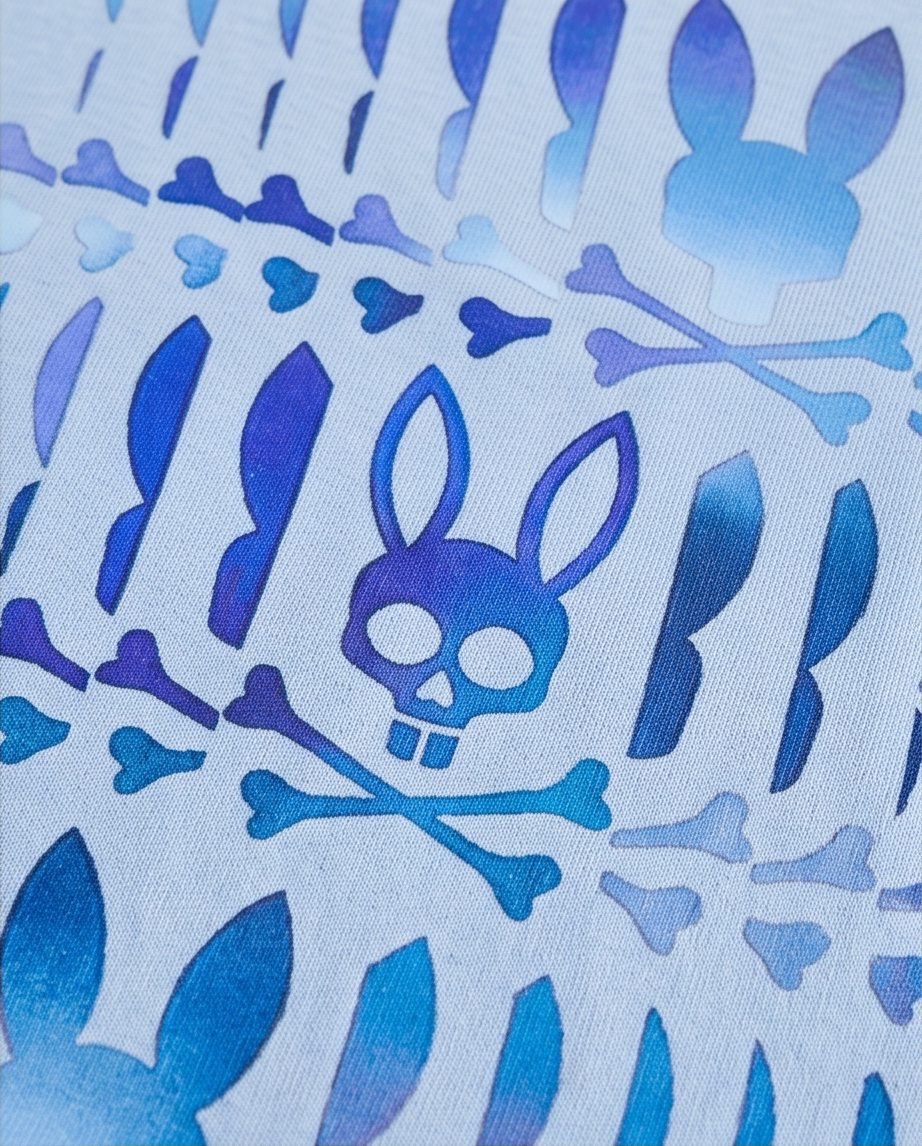 Camiseta Psycho Bunny All Over Gradient Azul Cielo Niños - detalle estampado macro