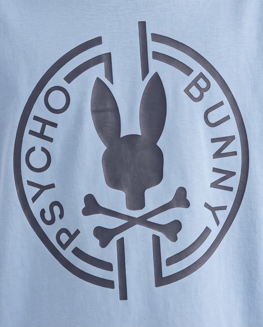 Camiseta Psycho Bunny Circle Logo Classic Azul Cielo Niños - detalle estampado