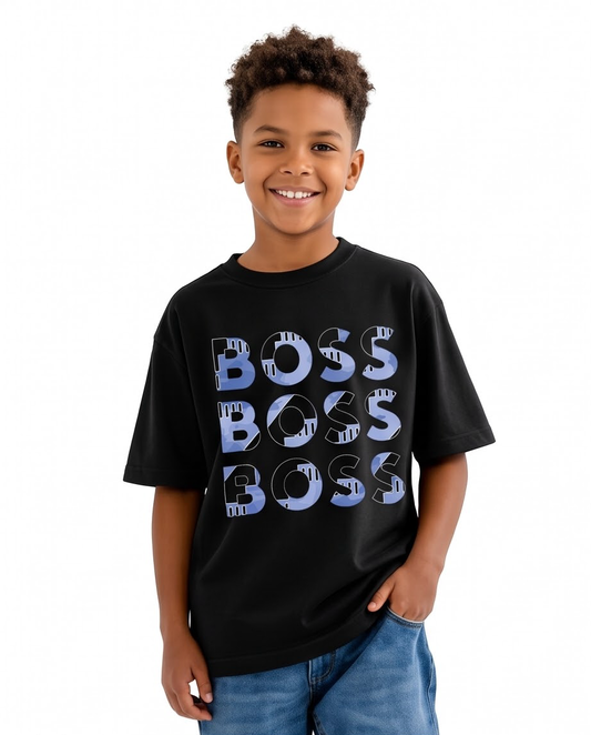 Camiseta Hugo Boss Triple Logo Camo Azul - modelo fondo blanco