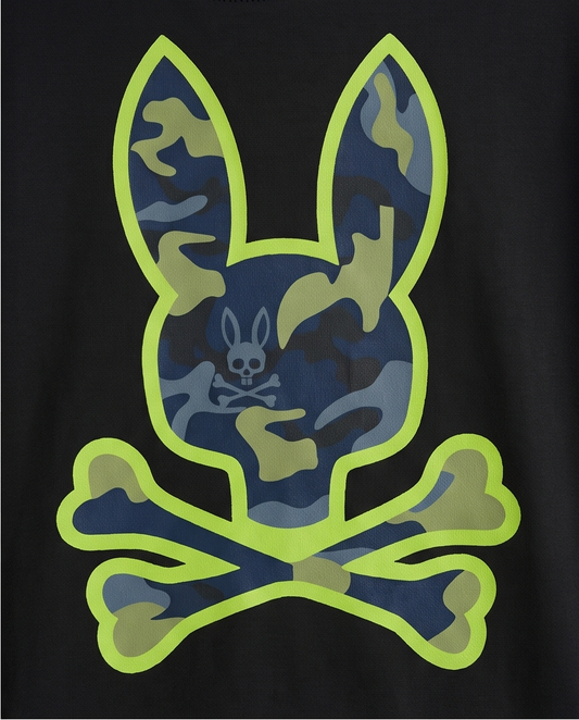 Camiseta Psycho Bunny Skull Bunny Camo Neon Verde - detalle estampado